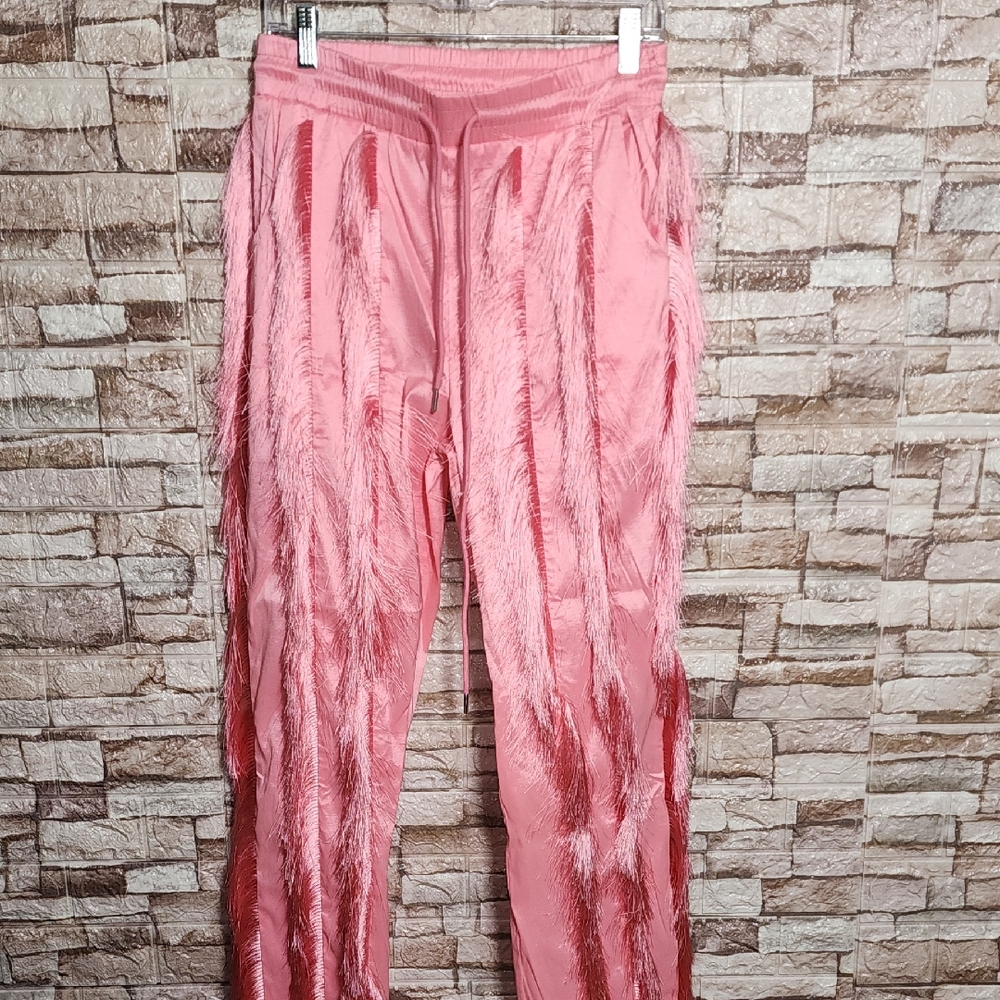 Love Highlight Pink Fringe detail pants